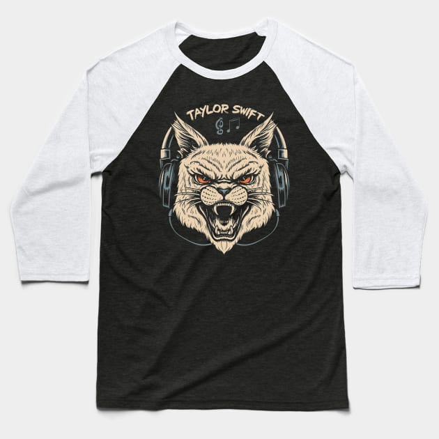 Death Metal Cat Baseball T-Shirt by Aldrvnd